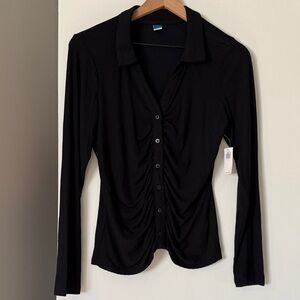 Old Navy Black Rushed Button Down Shirt